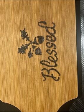 Bamboo 'Blessed' Paddle Serving Board with Black Gingham Ribbon(mini board)